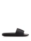 Moncler Basile Logo Rubber Slides In Black