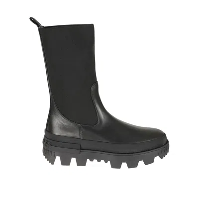 MONCLER BLACK CALFSKIN ANKLE BOOTS