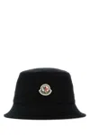 Moncler Black Canvas Bucket Hat In Black