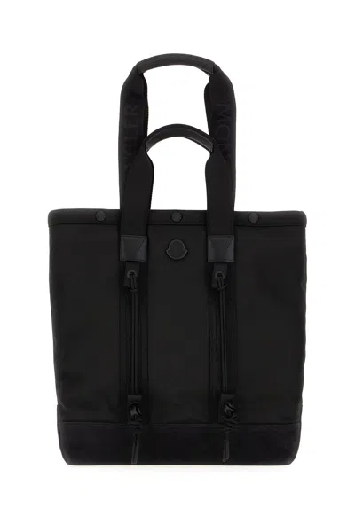 Moncler Black Canvas Shopping Bag In Nero