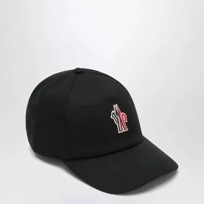 MONCLER MONCLER GRENOBLE BLACK CAP WITH VISOR AND LOGO PATCH