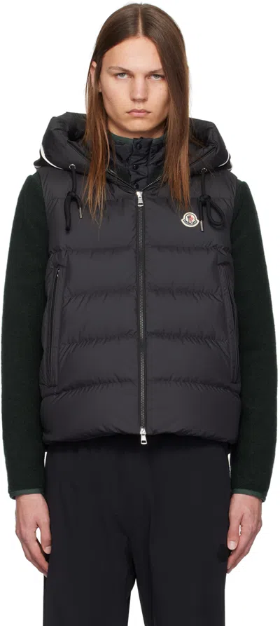 Moncler Black Cardamine Down Vest In 999 - Black