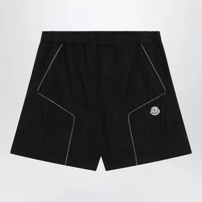 Moncler Black Cargo Shorts In Cotton Gabardine