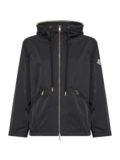 Moncler Cassiopea Drawstring Hooded Coat In Black