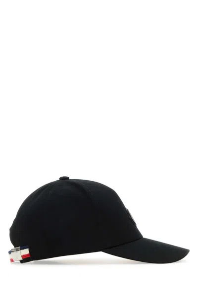 Moncler Black Cotton Baseball Cap In 999