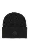 Moncler Black Cotton Beanie Hat In Black