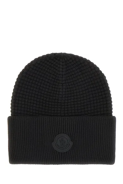 Moncler Black Cotton Beanie Hat