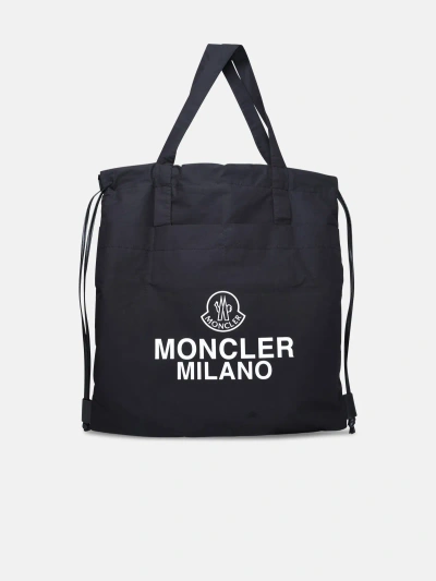 Moncler Black Cotton Blend Tote Bag