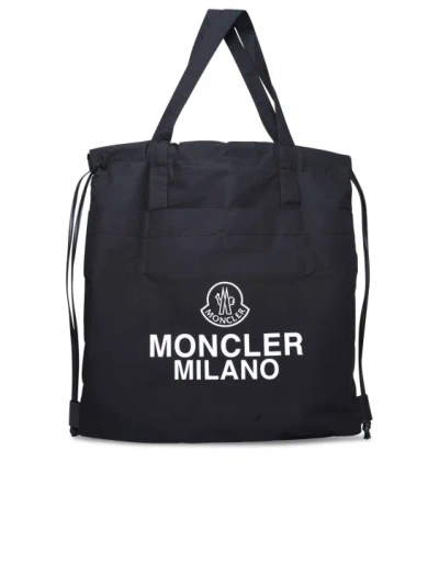 Moncler Black Cotton Blend Tote Bag