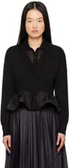 Moncler Cashmere Blend Cardigan Peplum Hem In 999 Black