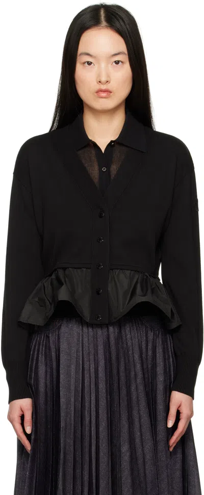 MONCLER BLACK COTTON CASHMERE & SILK CARDIGAN