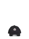 Moncler Black Cotton Gabardine Baseball Cap In Black