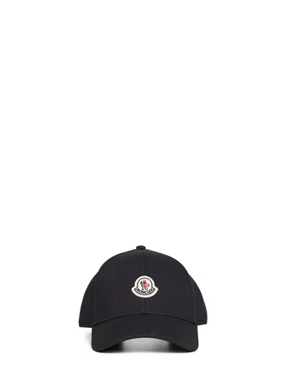 MONCLER BLACK COTTON GABARDINE BASEBALL CAP
