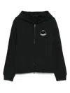 Moncler Hooded Long Sleeve Ribbed Cuffs Cardigan In Black
