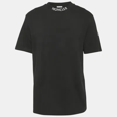 Pre-owned Moncler Black Cotton Knit Crew Neck T-shirt L