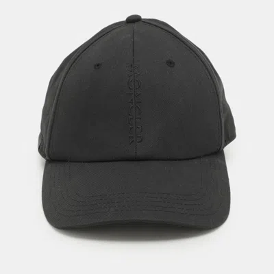 Pre-owned Moncler Black Cotton Logo Baseball Cap
