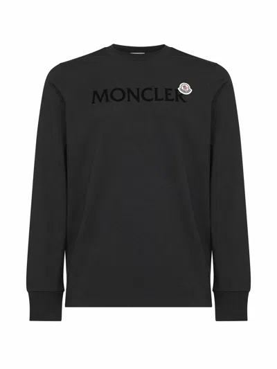 Moncler Black Cotton Logoed Long-sleeved T-shirt