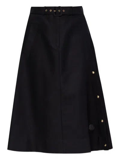 Moncler Black Cotton Midi Skirt