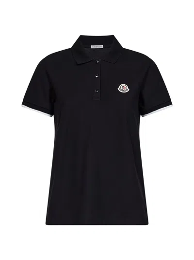 Moncler Polo Shirt Woman In Black
