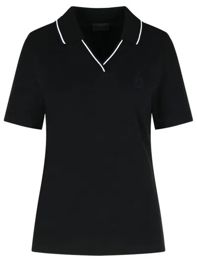 Moncler Patch Logo Polo Shirt In Black