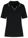 Moncler Cotton Piquet Pole With Logo Patch In Black