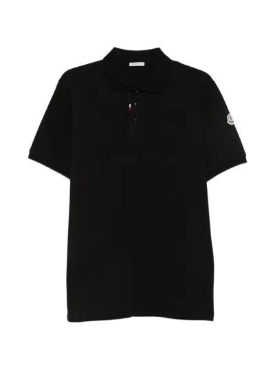 Moncler Black Cotton Polo Shirt In Yellow