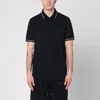 Moncler Short-sleeved Polo With Embroidered Logo In Black