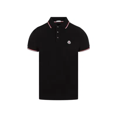 Moncler Black Cotton Ss Polo T-shirt