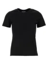 Moncler Women Black T-shirt With Rhinestone Logo In Cotton Woman In Black