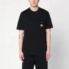 Moncler Ribbed Crew Neck Cotton T-shirt With Flap Pocket In Black