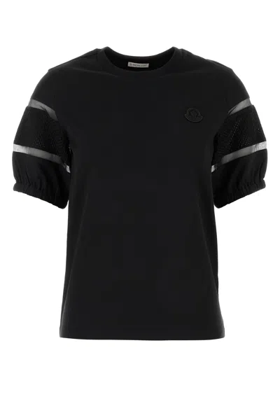 Moncler T-shirt In Cotone Nero Donna In Black