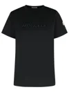 Moncler Black T-shirt With Embroidered Logo On The Front And Logo Patch On The Sleeve In Cotton Woma In Black