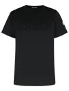 Moncler Black T-shirt With Embroidered Logo On The Front And Logo Patch On The Sleeve In Cotton Woma In Black