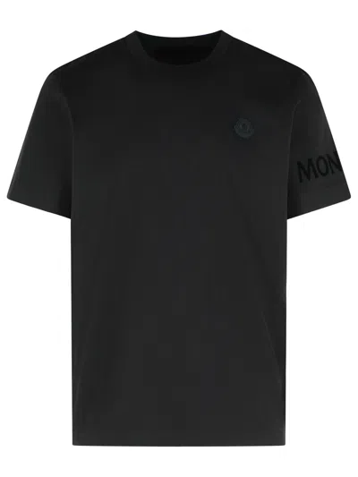 Moncler Soft Cotton Short Sleeve Crew Neck T-shirt In Black