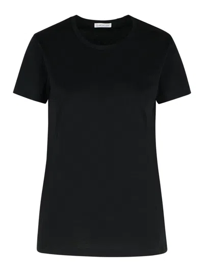 Moncler Cotton Ribbed Crewneck Short-sleeve T-shirt In Black
