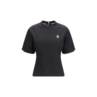 Moncler Black Cotton T-shirt In Blue