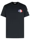 Moncler Signature Tricolor Patch T-shirt In Blue