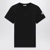 Moncler Cotton T Shirt With Tone On Tone Embroidered Logo In Black