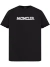 Moncler Black Cotton T-shirt With White Logo Print In Black