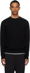 Moncler Waffle-knit Crew-neck Sweater In Black