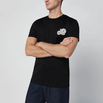 Moncler Black Crewneck T-shirt With Multipatches