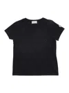 Moncler Black Crewneck T-shirt With Rhinestone Logo In Cotton Girl In Black