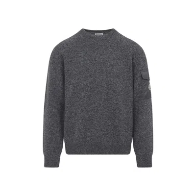 MONCLER BLACK CREWNECK WOOL SWEATER