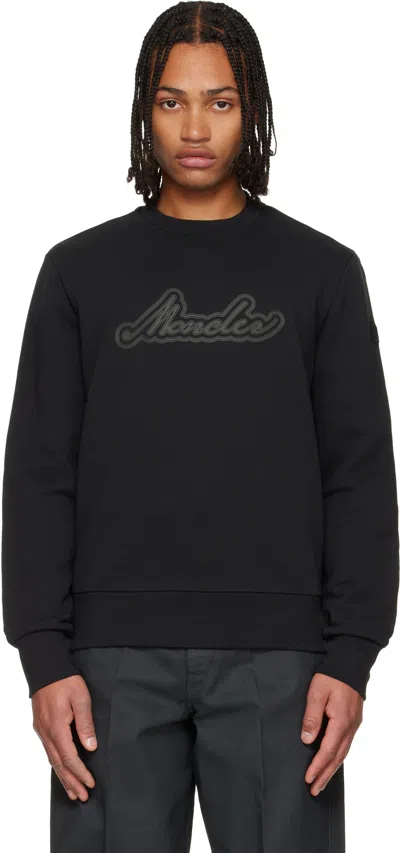 Moncler Black Cursive Logo Cotton Sweatshirt