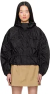 Moncler Black Curton Hooded Peplum Jacket In 999 Black