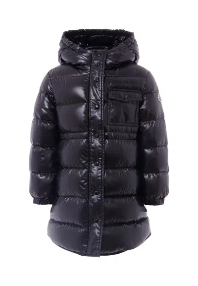 MONCLER BLACK DACCA DOWN JACKET FOR GIRL WITH LOGO