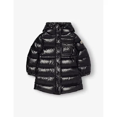 Moncler Kids' Black Dacca Hooded Padded Shell Parka 4-12 In Blue