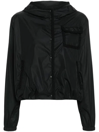 Moncler Dardano Crochet-trim Jacket In Black