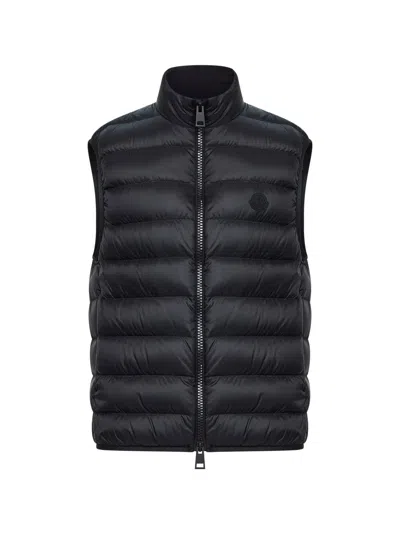 Moncler Black Deneb Padded Vest In Animal Print