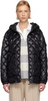 Moncler Black Diamond-quilted Hooded Short Down Jacket In Black